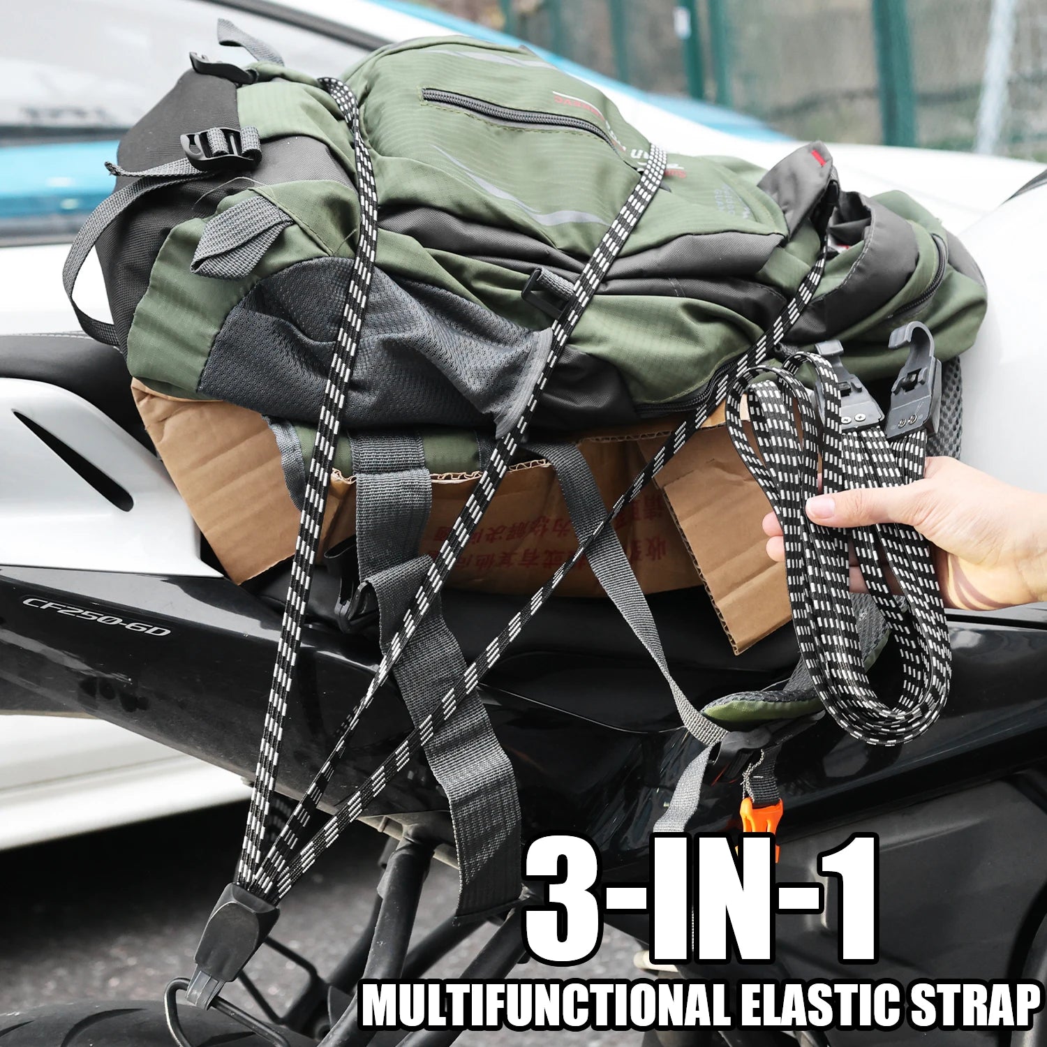 Bungee Straps – 90cm Adjustable Motorcycle Luggage & Helmet Strap