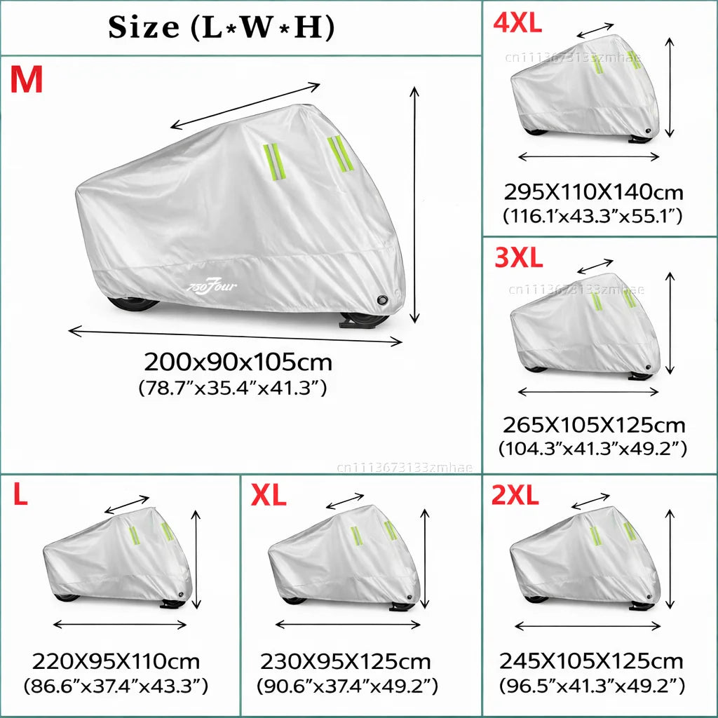 For Honda CB750 CB 750 Hornet 2023 Motorcycle Cover Waterproof Heavy Duty Outdoor Rain Dust Sun Protector – 190T Polyester PU Anti-UV Silver M-4XL
