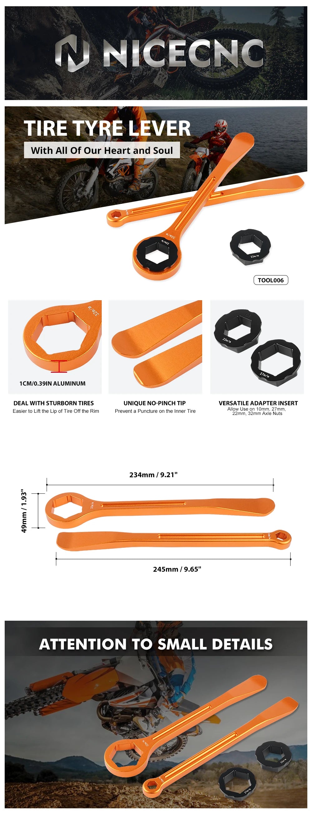 CNC Aluminum Motorcycle Tire Lever Wrench & Bead Buddy Set – KTM Husqvarna Husaberg Honda Yamaha Kawasaki Suzuki Beta – $20–47