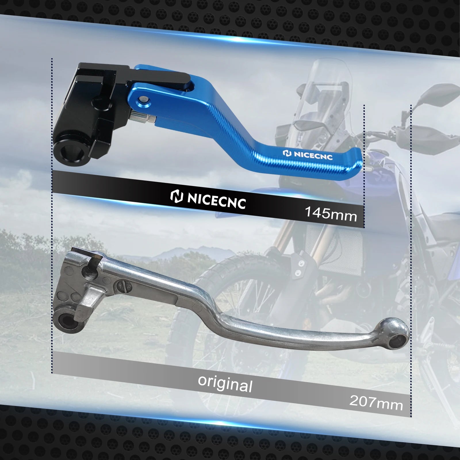 Yamaha Ténéré 700 / XTZ700 2019–2024 / XSR700 / MT-07 NICECNC Shorty Brake Clutch Lever & Clutch Arm – CNC 6061-T6 Aluminum – Blue / Black – $44–$167