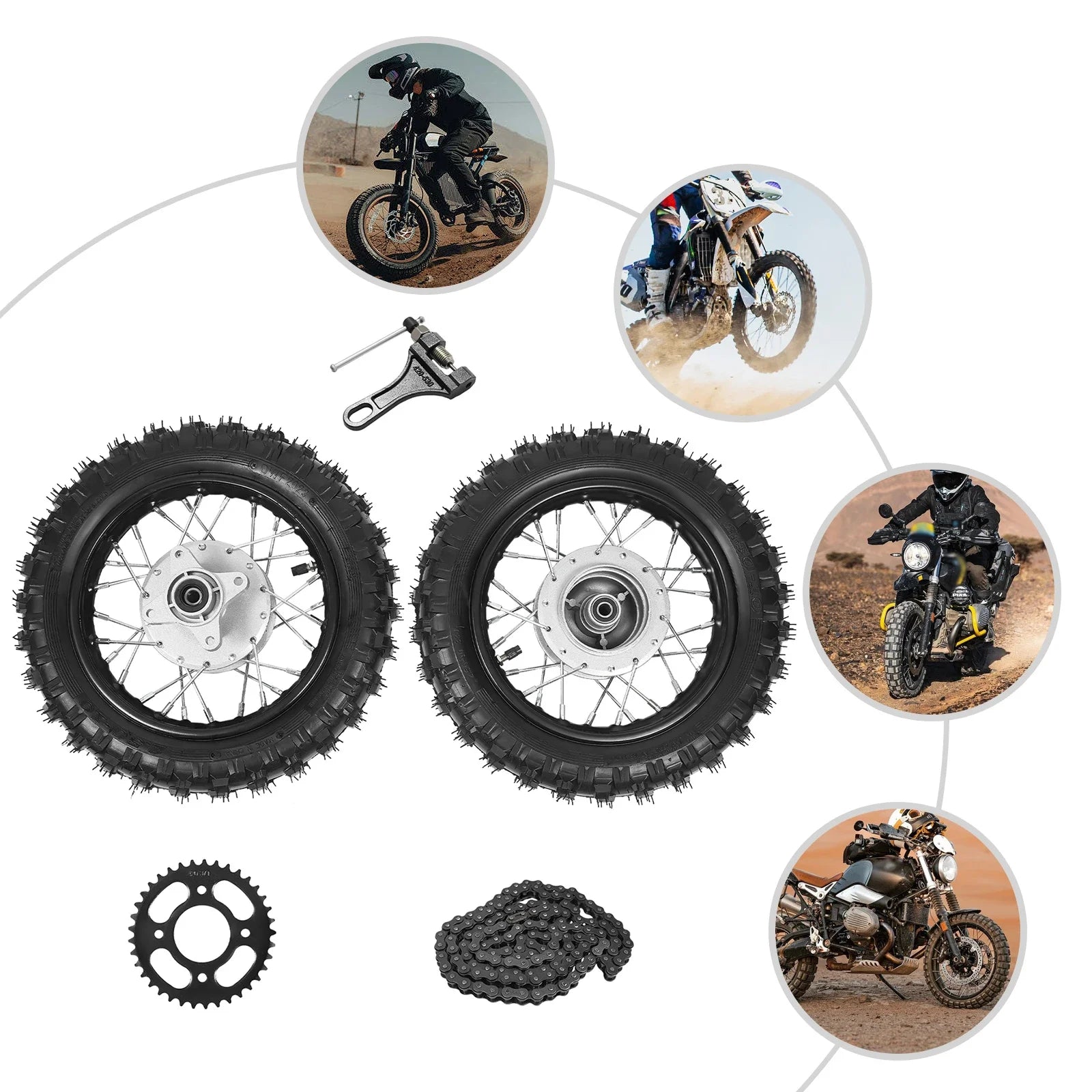 Dirt Bike Tires – 2.50-10 Front & Rear Wheel Rim Tire Set