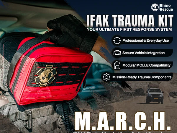 RHINO RESCUE Compact Vehicle First Aid Pack, Disaster Preparedness Kit, Molle Storage Pouch for Outdoor & Home Safety