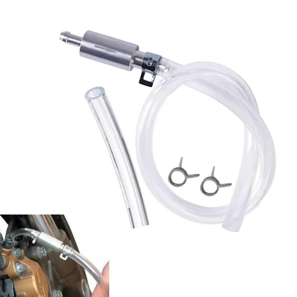 Motorcycle Brake Bleeder Kit – Brake Bleeding Tools with One-Way Check Valve Quick-Connect Aluminum Hose for Clutch Oil Drain – Style A / B – $10