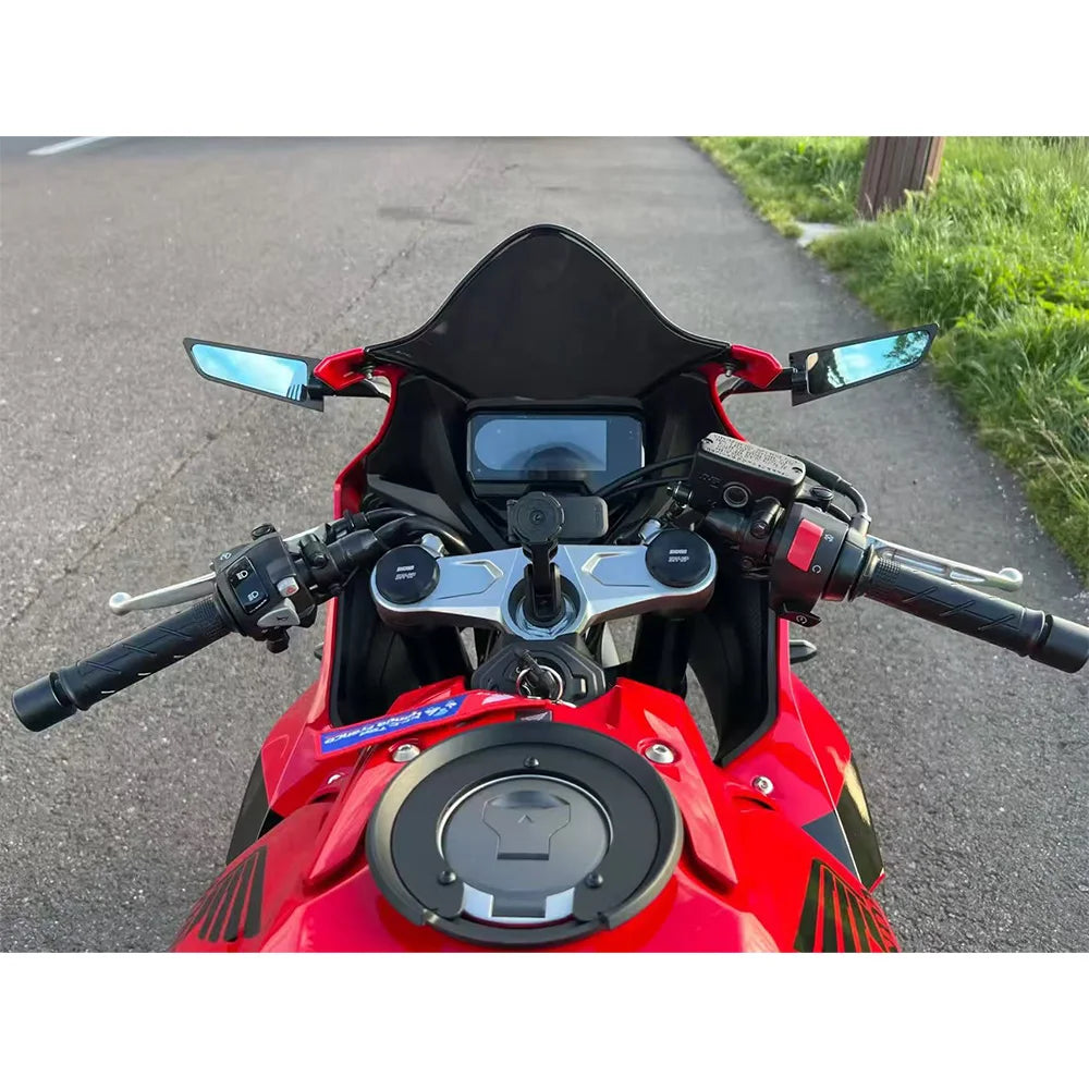 Honda CBR CNC Billet Aluminium Aerodynamic Rearview Mirror Pair Blue Anti-Glare for CBR650R CBR600RR CBR400R CBR250RR CBR150R