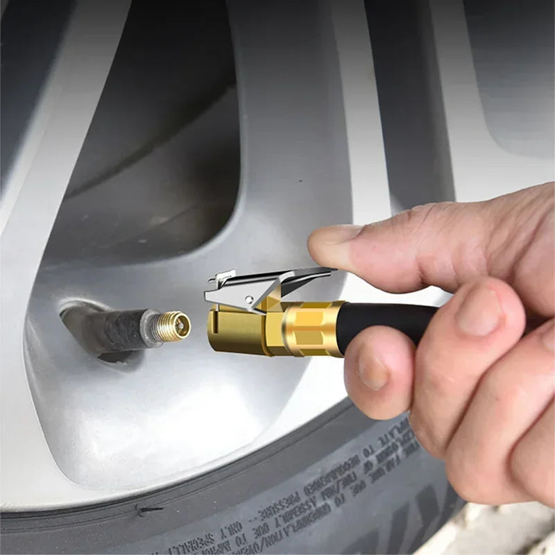 220 PSI Tire Pressure Gauge – Car, Truck & Motorcycle Tire Inflator with Flexible Hose