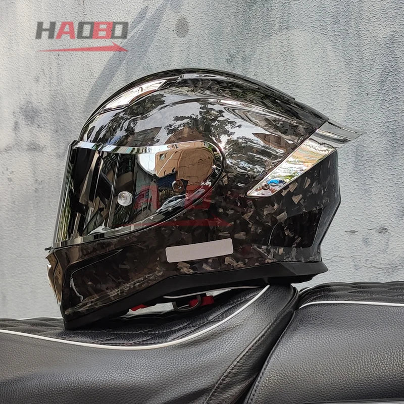 Carbon Fiber Helmets – ORZ Full Face Motorcycle Helmet, Color Visor, DOT Approved, All-Season