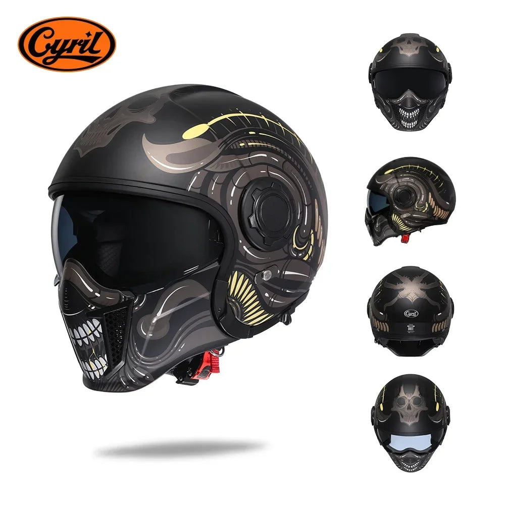 Retro Modular Helmet with DOT and ECE Approval