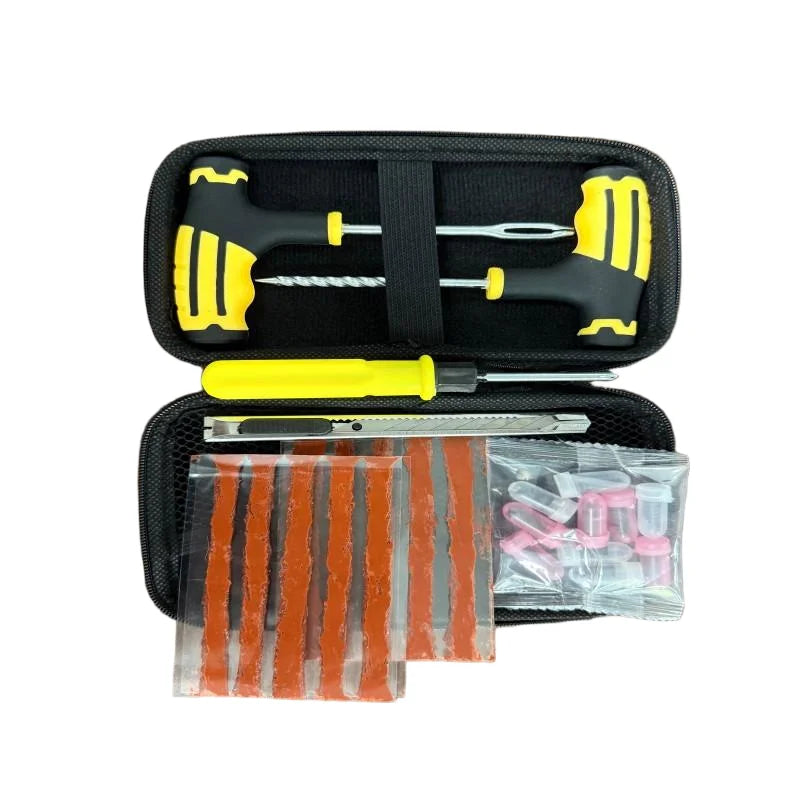 Professional Tubeless Tire Plug Repair Kit – Heavy Duty Zinc Alloy T-Handle Tools – Car Motorcycle Truck SUV ATV – 6pcs with Storage Box – $12