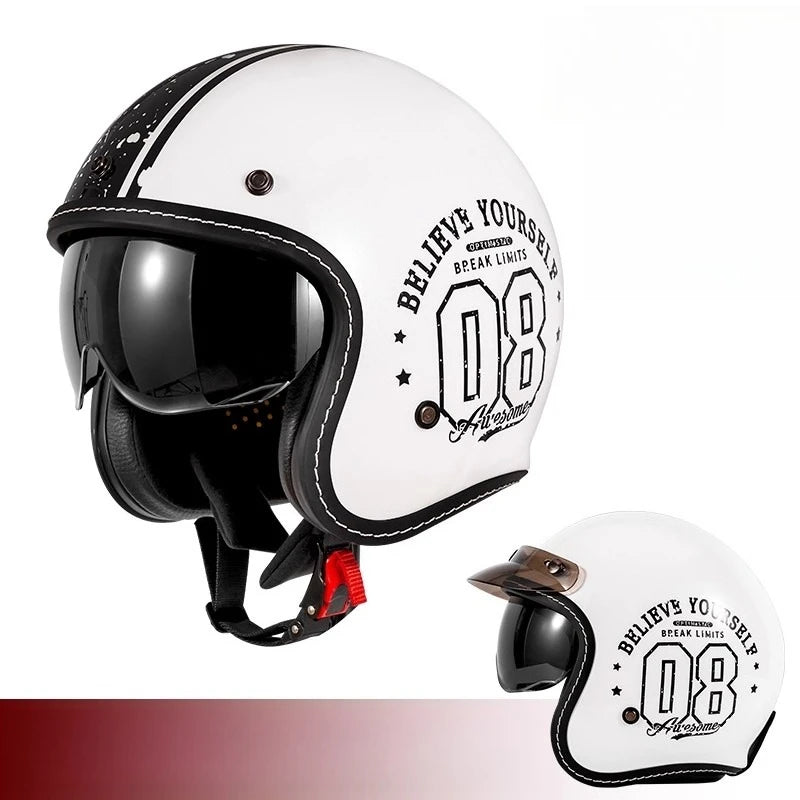 Open Face Helmets – Vintage 3/4 Motorcycle Helmet, Retro Half Face Design with Removable Lining