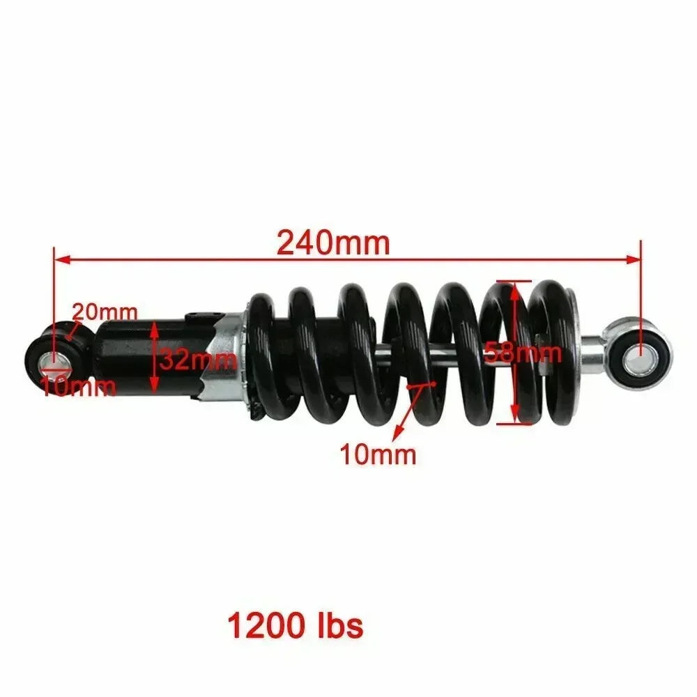 TDPRO Motorcycle  2PCS 240mm Rear Shock Absorber Suspension Motorcycle ATV Dirt Quad Go Kart 1200lbs Accessories Modified Part