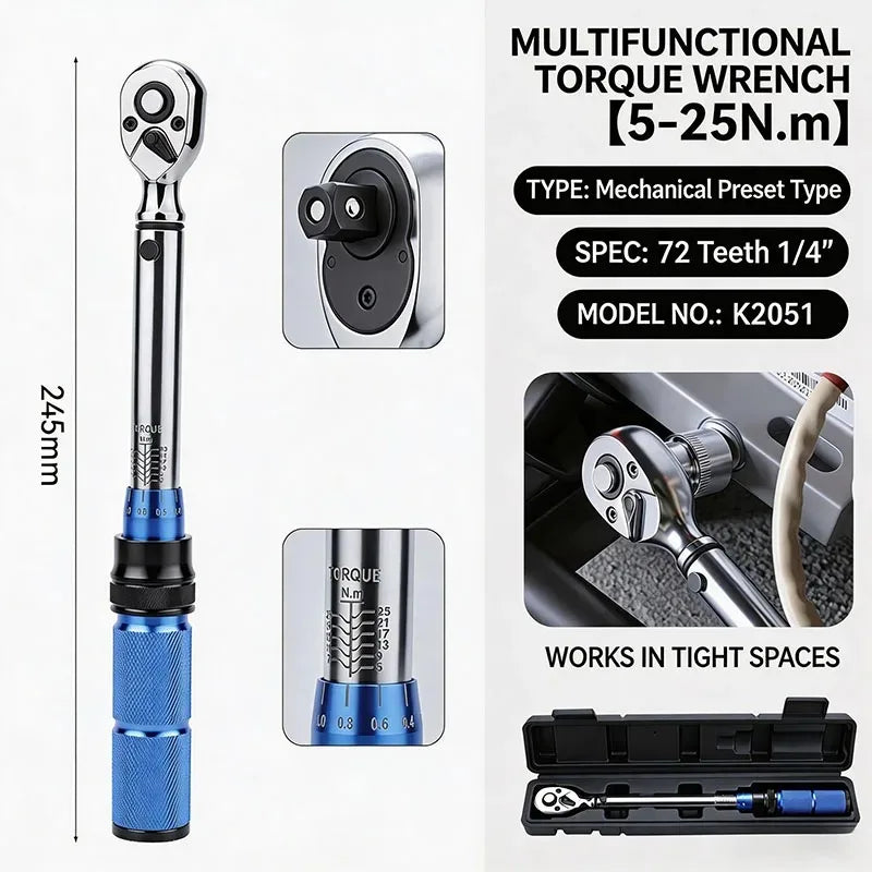 NIUXIANG High-Precision Adjustable Torque Wrench – 1/4” / 3/8” / 1/2” – Automotive / Motorcycle / Bicycle – from $39