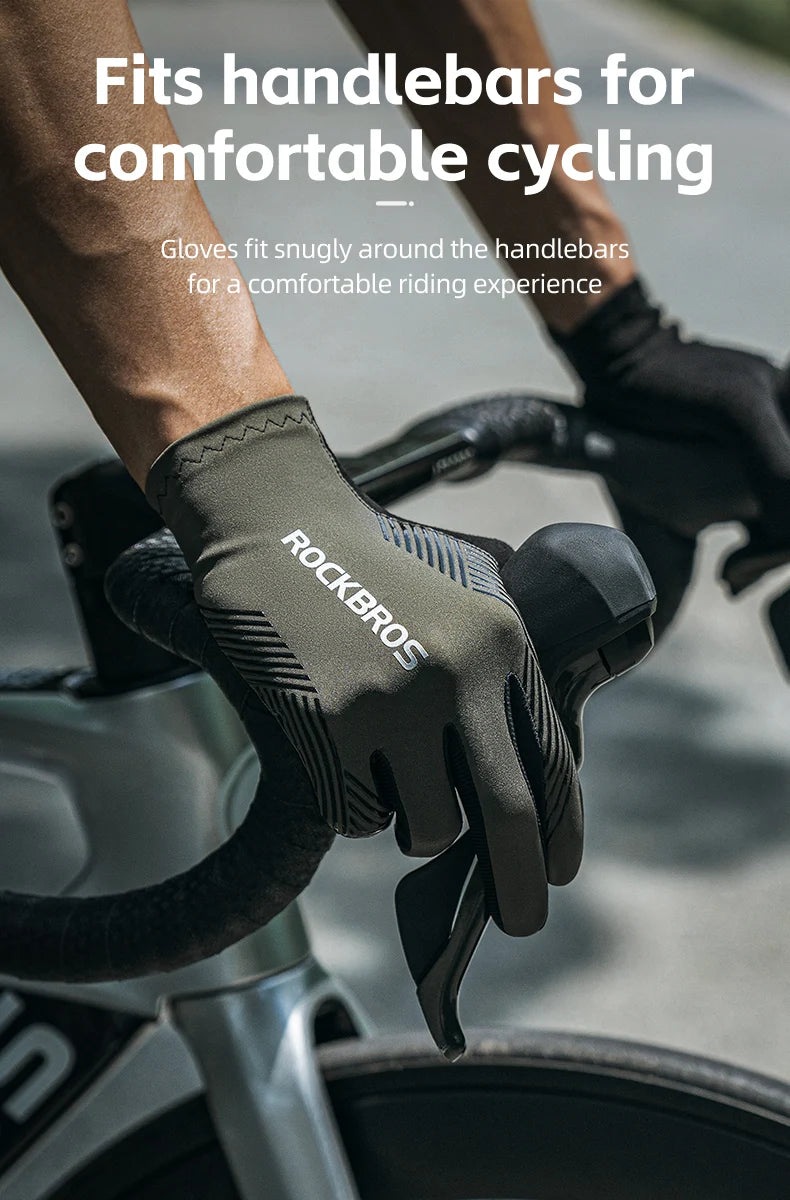 ROCKBROS Sports Cycling Gloves Breathable MTB Road Bike Non-slip Gloves Touch Screen Men Women Full Finger Motorcycle Gloves