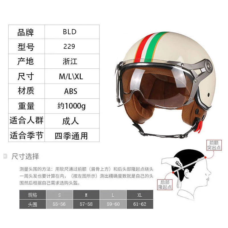 Open Face Helmets – DOT 3/4 Retro Motorcycle Helmet, Vintage Chopper & Scooter Helmet for Men & Women