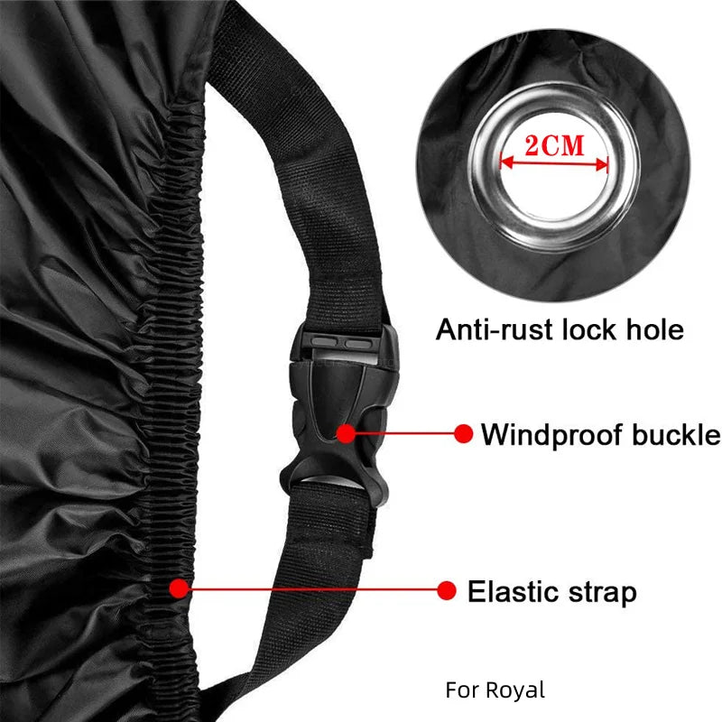 Motorcycle Cover Waterproof Outdoor Scooter UV Protector Dust Rain Cover for Royal Enfield Bullet Meteor Classic 350 500 Interceptor 650 Continental GT Himalayan – 210D Oxford Cloth Black M-4XL