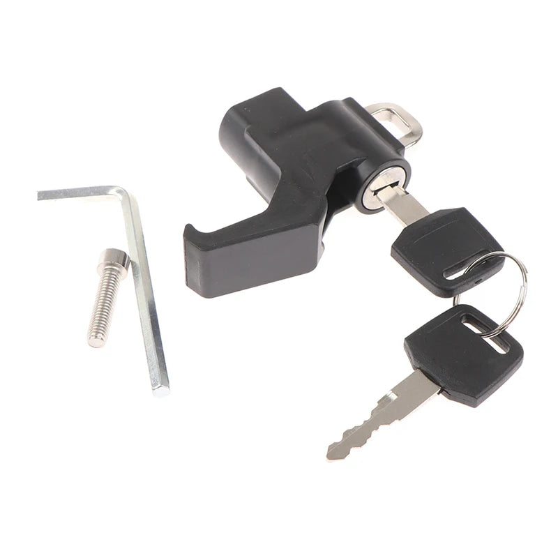 Universal 1pc Motorcycle Helmet Lock Handlebar 22-26mm Anti-Theft Security Motorbike for Motorcycle with 7/8" Round Tubing – Key Lock 2 Keys Wrench Black