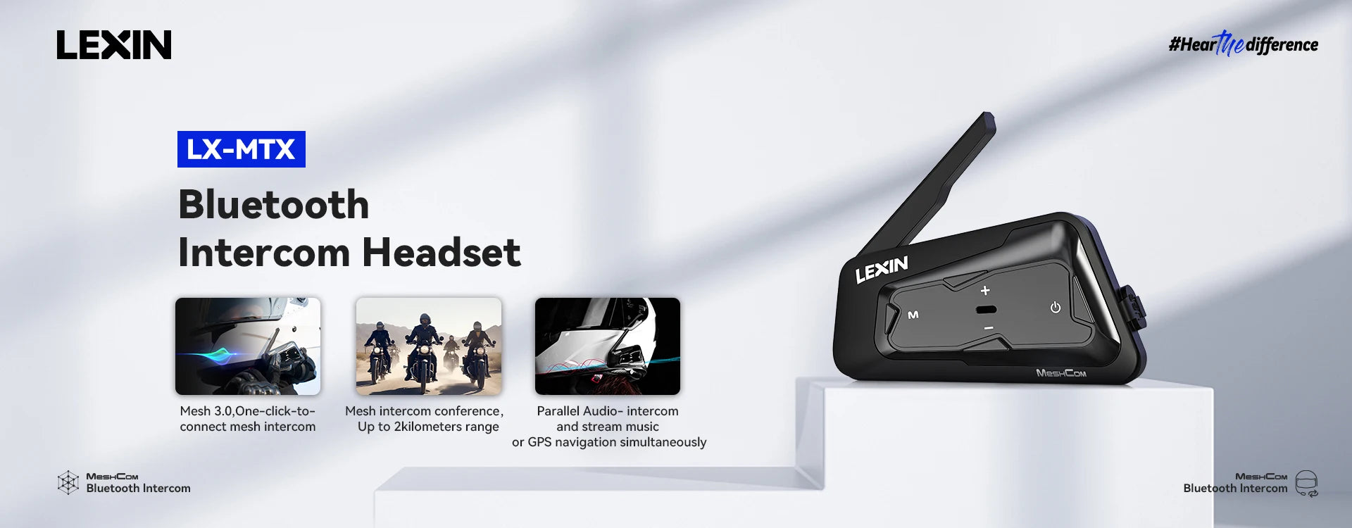 LEXIN B4FM-X Motorcycle Bluetooth Intercom – 10-Rider Music Sharing