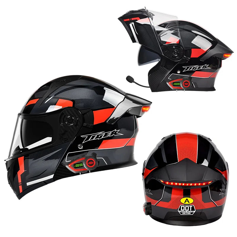 Modular Helmets – DOT Approved Bluetooth Motorcycle Helmet, Dual Visor & LED Tail Light