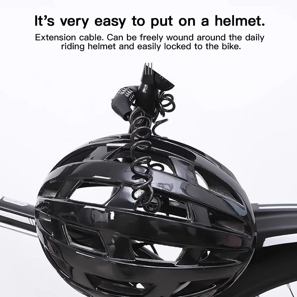 Motorcycle 4-Digit Password Combination Chain Lock, Bicycle Anti-Theft Helmet Safety Lock, Portable Durable Wire Cable Lock