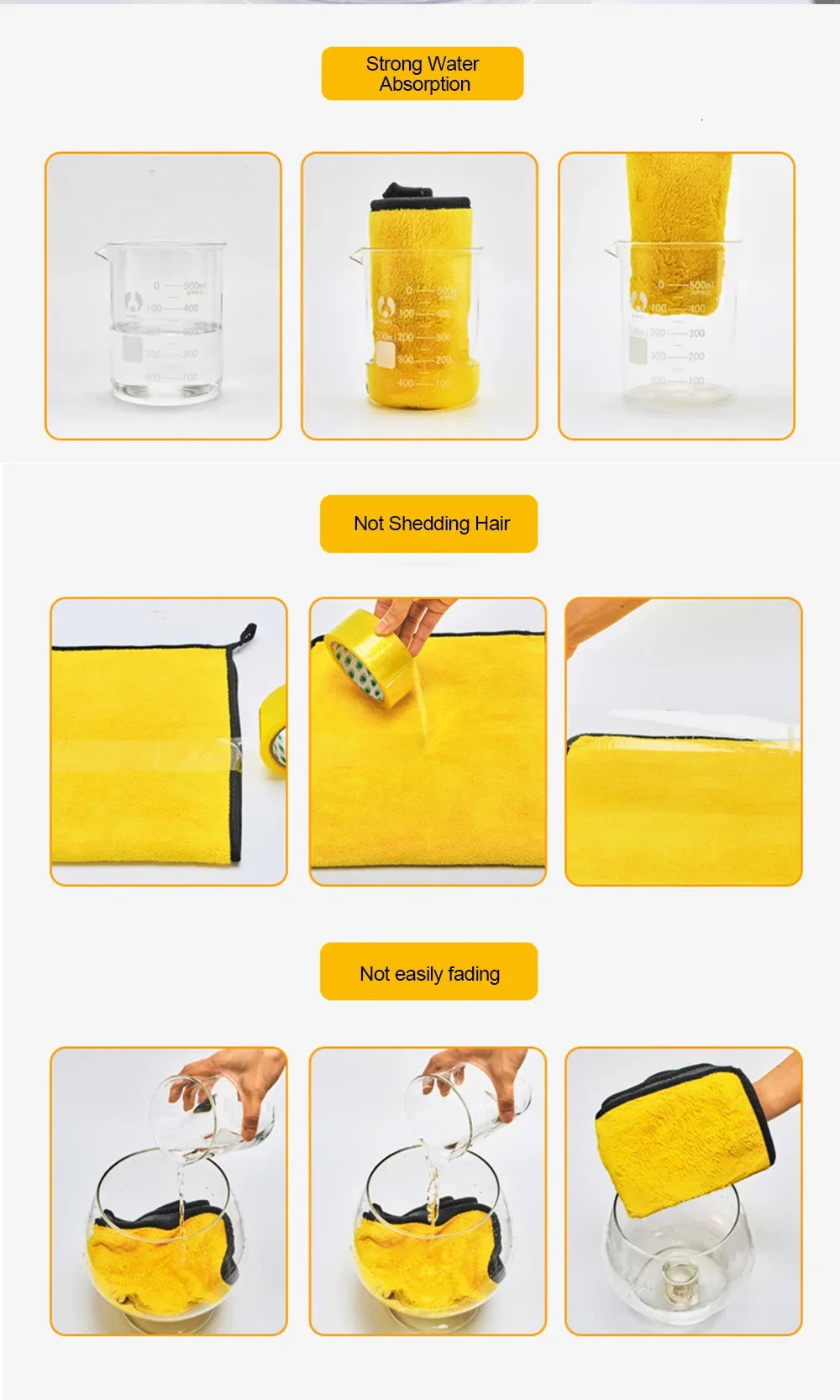 Thickened Yellow Microfiber Car Wash