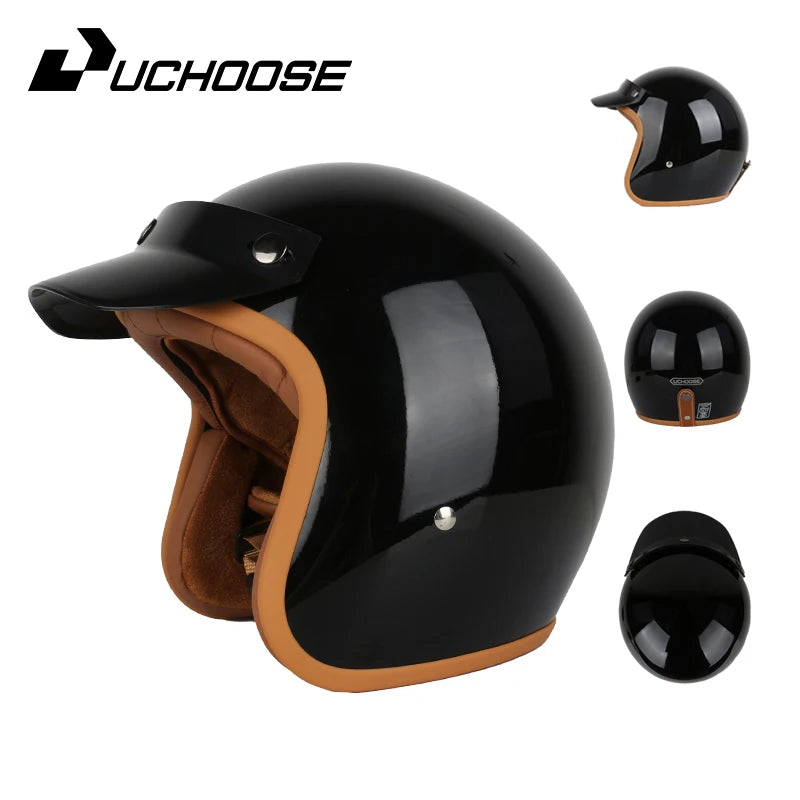 Open Face Helmets – DOT Certified Retro Motorcycle Helmet, Cafe Racer & Street Riding for Men
