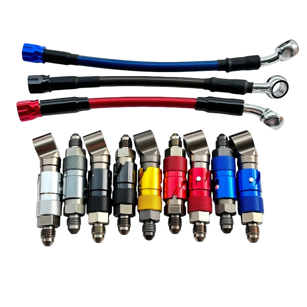 AN3 Brake Line Quick Disconnect Coupler – Brake Line Tools – Non-Spill Shut-Off Valve for Brake Fluid Change – 7075 Aluminium – Universal Motorcycle and Car – from $14