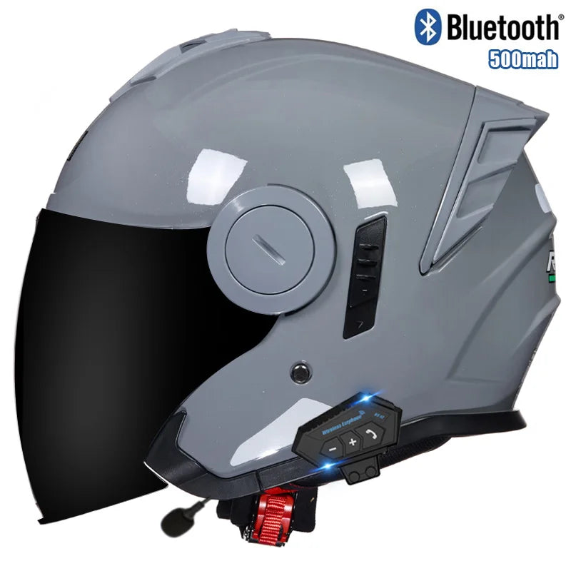 Three Quarter Open Face Helmets with Built In Bluetooth Headset