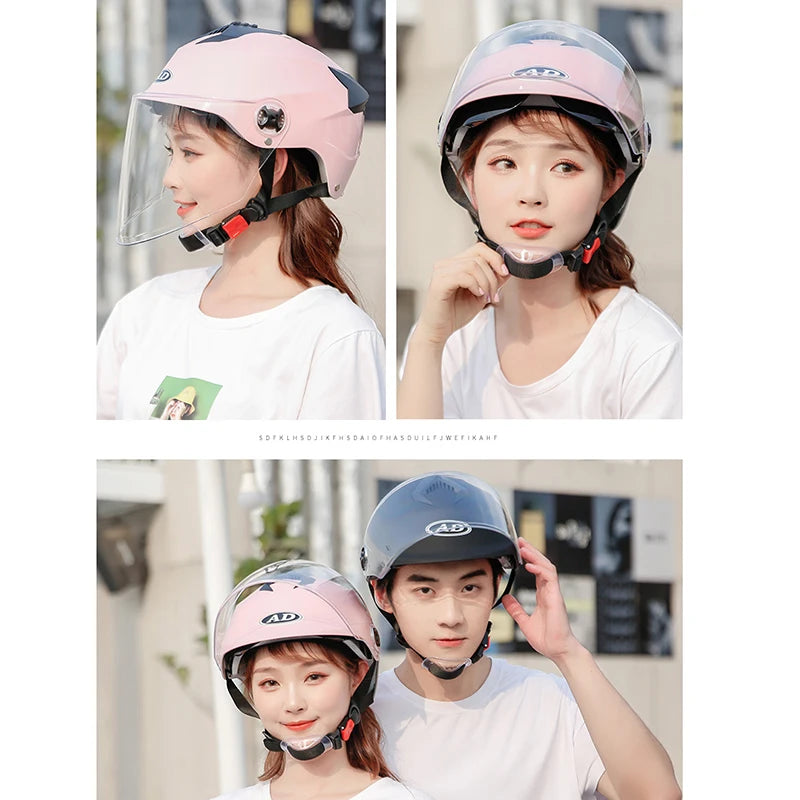 Half Helmets with Rechargeable Double Visor