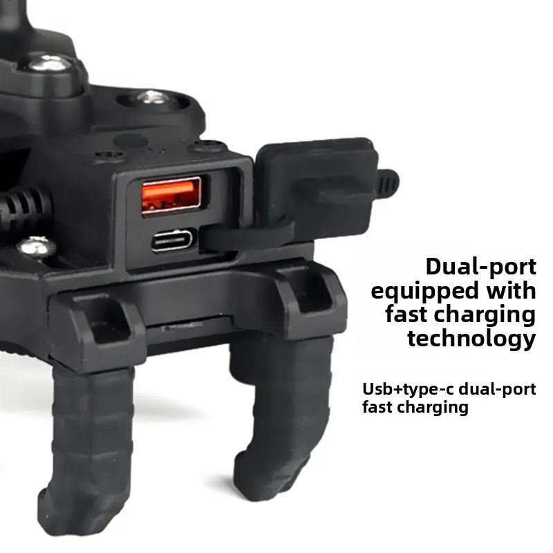 15W Fast Wireless Charging Motorcycle Phone Mount – Universal Shockproof Navigation Holder with QC3.0 Adapter