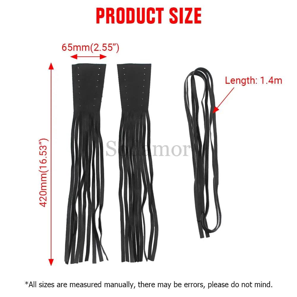 Universal Harley / Honda / Yamaha / Suzuki PU Leather Brake & Clutch Lever Cover – Fringe Tassels – Black – 1 Pair – $15