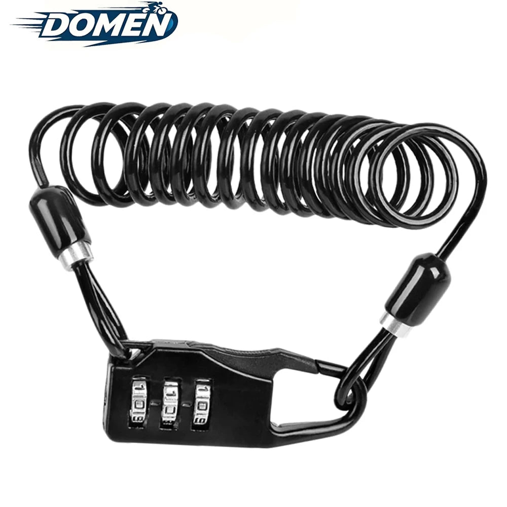 DOMEN Bicycle Anti-Theft Lock Motorcycle Portable Three-Digit Password Helmet Lock Bike Wire Rope Helmet Lock Bike Accessories