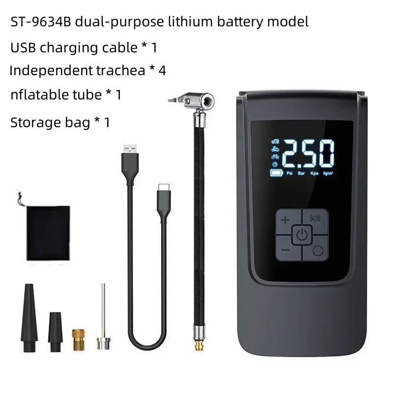 Portable Air Compressor – Electric Tire Inflator for Car, Motorcycle & Bicycle
