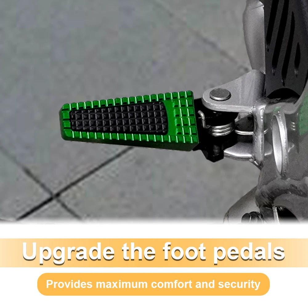 Kawasaki Z650 Anniversary / Z650RS / Z1000SX / ZX-6R / ZX-9R Front Foot Pegs – Adjustable 360° or Straight – CNC Aluminum + Rubber – 7 Colors – $75–$90