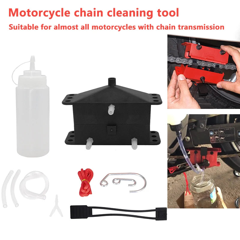 Motorcycle chain cleaning machine kit Brush Gear Cleaner Tool For Motorbike Chains Lube Device Lubricating Accessory