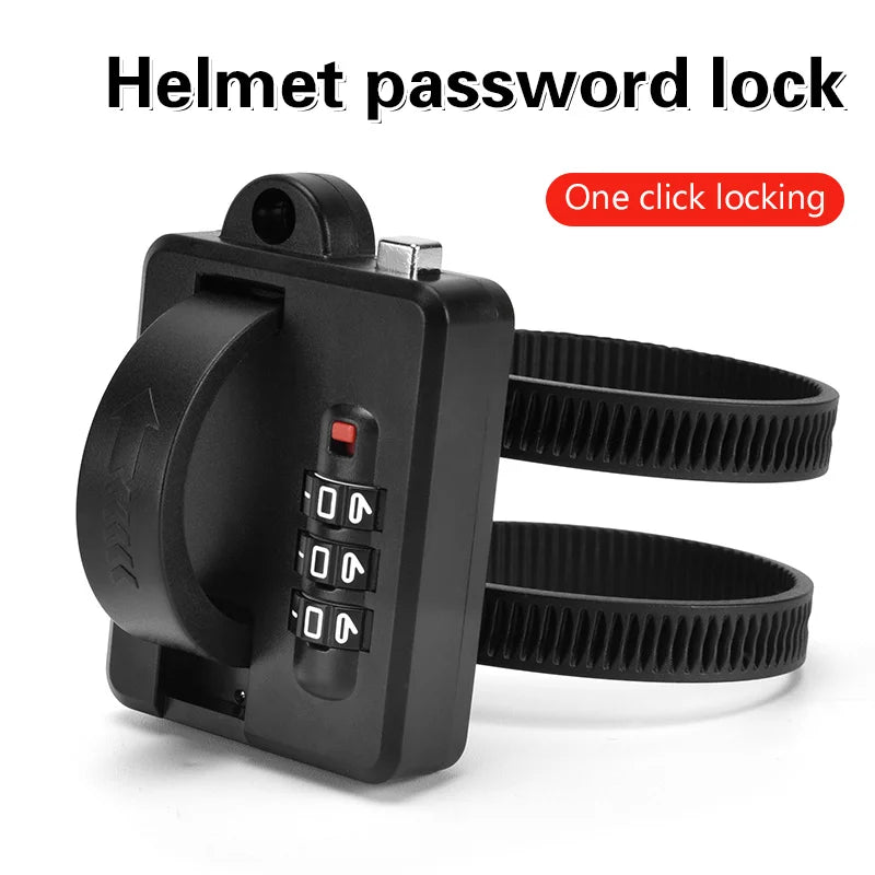 Multi-Use Motorcycle Bicycle Helmet Lock Waterproof Anti-Theft Password Cable Lock Hook for Scooter Cycling Accessories – 3-Digit Adjustable Cable Tie 18cm Zinc Alloy Black
