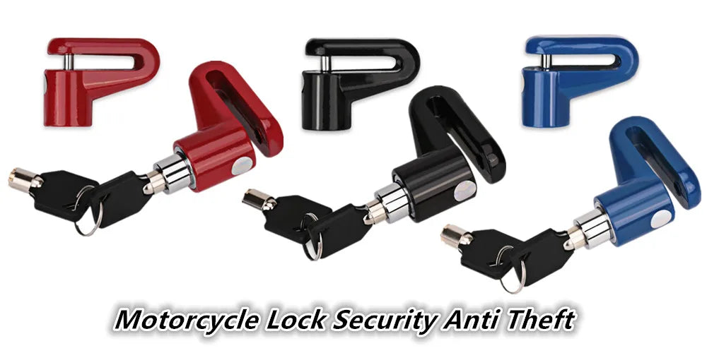 Motorcycle Lock Security Anti-Theft Bicycle Motorcycle Disc Brake Lock Riding Equipment Accessories – 5mm Lock Rod – Metal ABS – 0.115kg – With or Without Rope – Blue Black Red