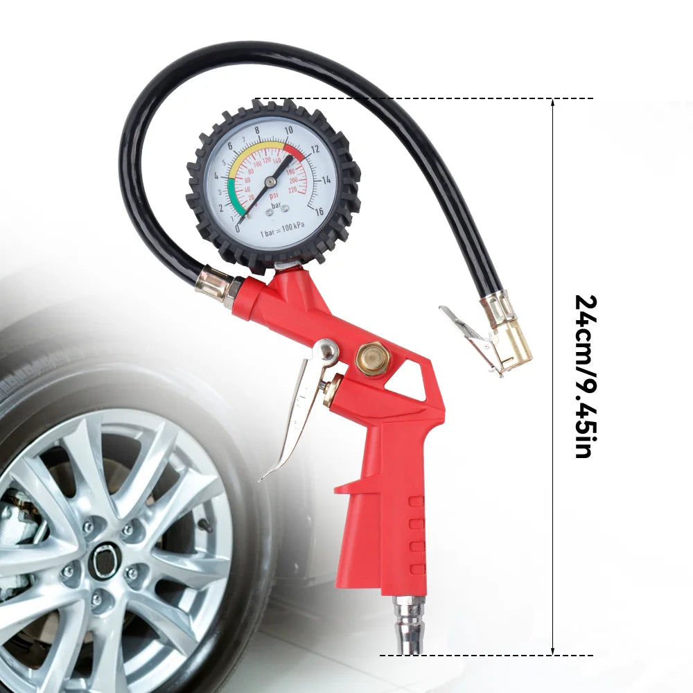 0–220 PSI / 0–16 Bar Tire Pressure Gauge – Dual Scale