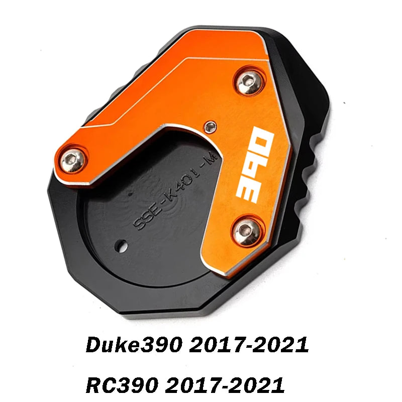 For KTM Duke390 RC390 390 Adventure Duke RC 390 Motorcycle CNC Kickstand Side Stand Enlarge Pad Extension Plate Tire Valve Caps – Aluminum Grey Black Orange Combo 1pcs 2pcs 3pcs