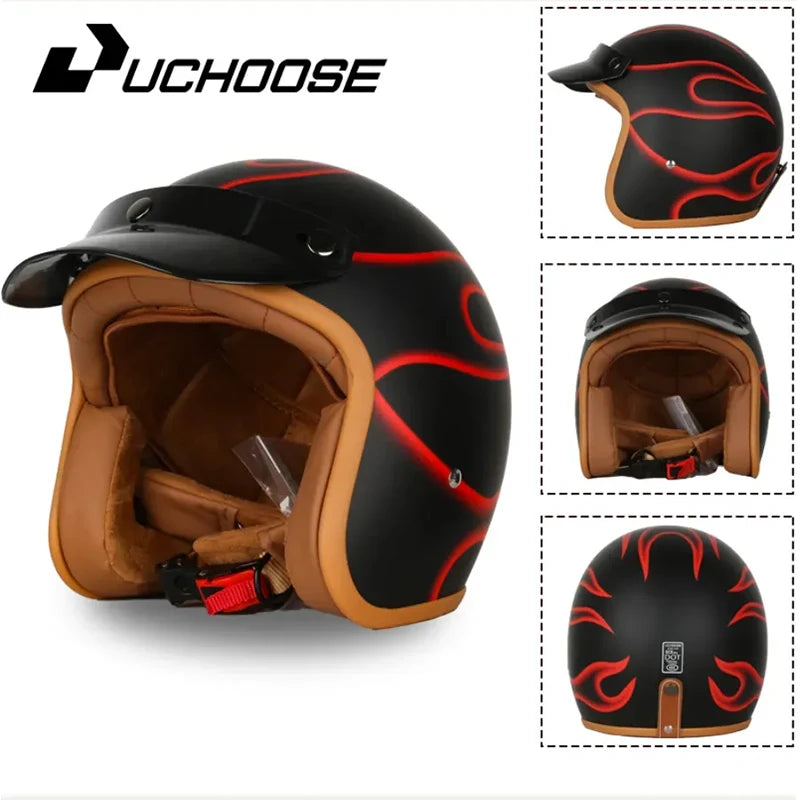 Open Face Helmets – DOT Certified Retro Motorcycle Helmet, Cafe Racer & Street Riding for Men
