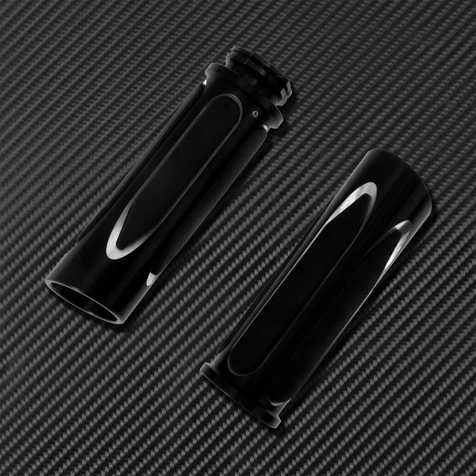 MACTIONS Harley-Davidson CNC Billet Aluminum Motorcycle Handlebar Grips 1" 25mm Rubber Vibration-Absorbing Hand Grips for Harley Touring Road King Sportster XL 883 1200 Dyna Softail V-Rod – 3 Styles (1 Pair)