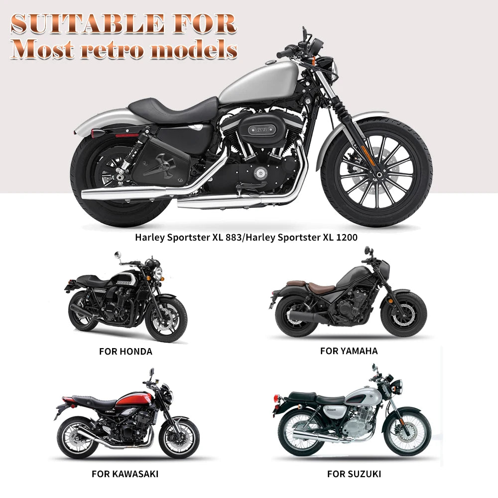 WASONTEDA Waterproof Motorcycle Saddle Bags Tool Organizer Rear Swingarm Bag PU Leather Hard-Shell for Harley Sportster XL883 1200 Street 750 Rebel 300 500 – Black (1 Pair)