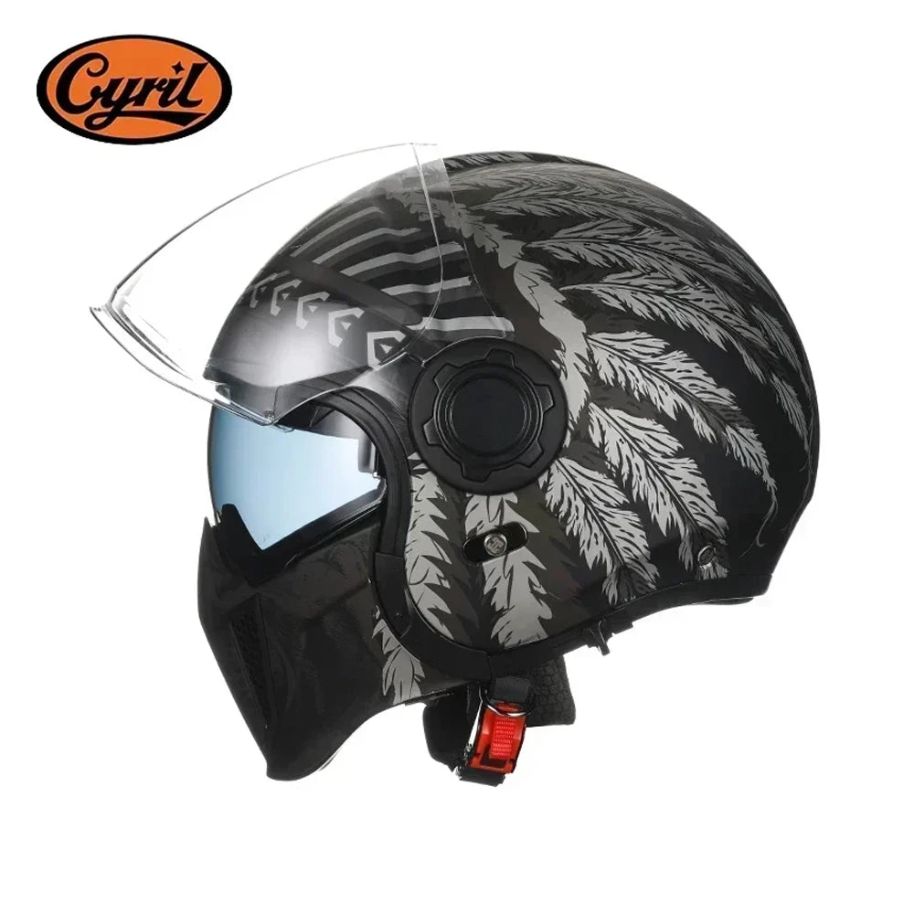 Modular Helmets – DOT Full Face Motorcycle Helmet, Dual Visor, Retro Open Face Design for Men & Women
