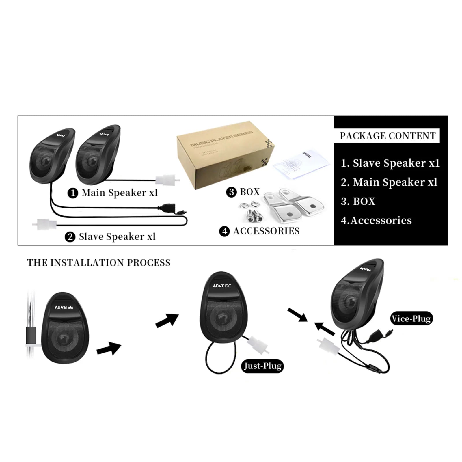 Motorcycle Speakers – Waterproof Bluetooth MP3 & FM Radio