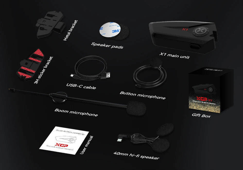 XGP X1 Motorcycle Bluetooth Headset – Voice Control & Auto Call Answer