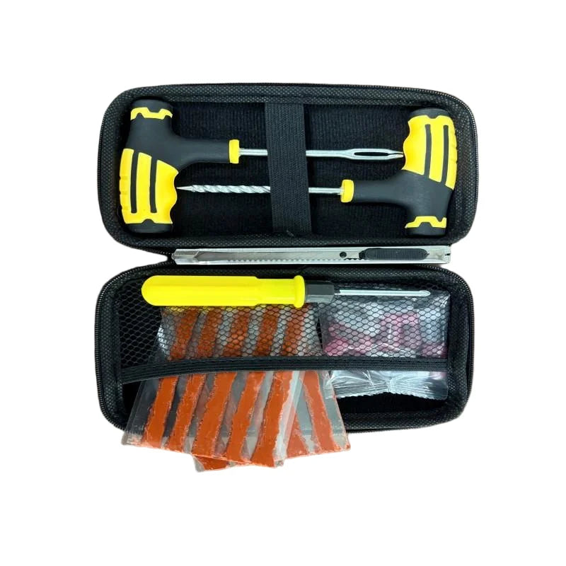 Professional Tubeless Tire Plug Repair Kit – Heavy Duty Zinc Alloy T-Handle Tools – Car Motorcycle Truck SUV ATV – 6pcs with Storage Box – $12