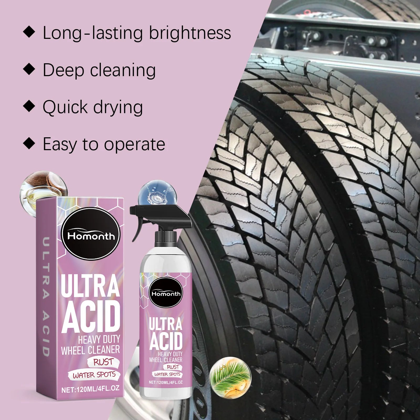 Powerful Wheel Cleaner Spray 120ml – Industrial-Strength Foam Cleaner Brake Dust Remover Anti-Aging Dirt Repellent – 1pc / 3pc – $16–32