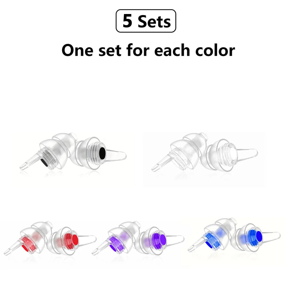 HUAK Quiet-04 Motorcycle Riding Earplugs Reusable High-Fidelity Silicone IPX8 Waterproof for Swimming & Travel – 5 or 10 Sets – Black Blue Red Purple White