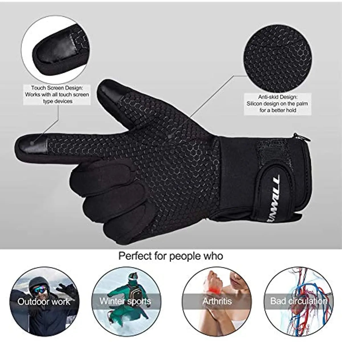 Rechargeable Electric Heated Glove Liners for Men Women Battery Heating Ski Snowboarding Hiking Cycling Thin Gloves Hand Warmer
