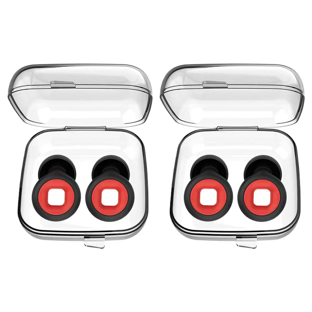 Sleep Soundproof Earplugs Portable Motorcycle Noise Reduction Earplugs Mute Anti-Noise Motorcycle Equipment – Silicone – 14g – Red / Black