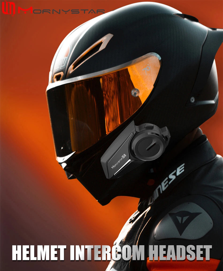 Mornystar S8 Motorcycle Bluetooth Intercom – 6-Rider Music Sharing