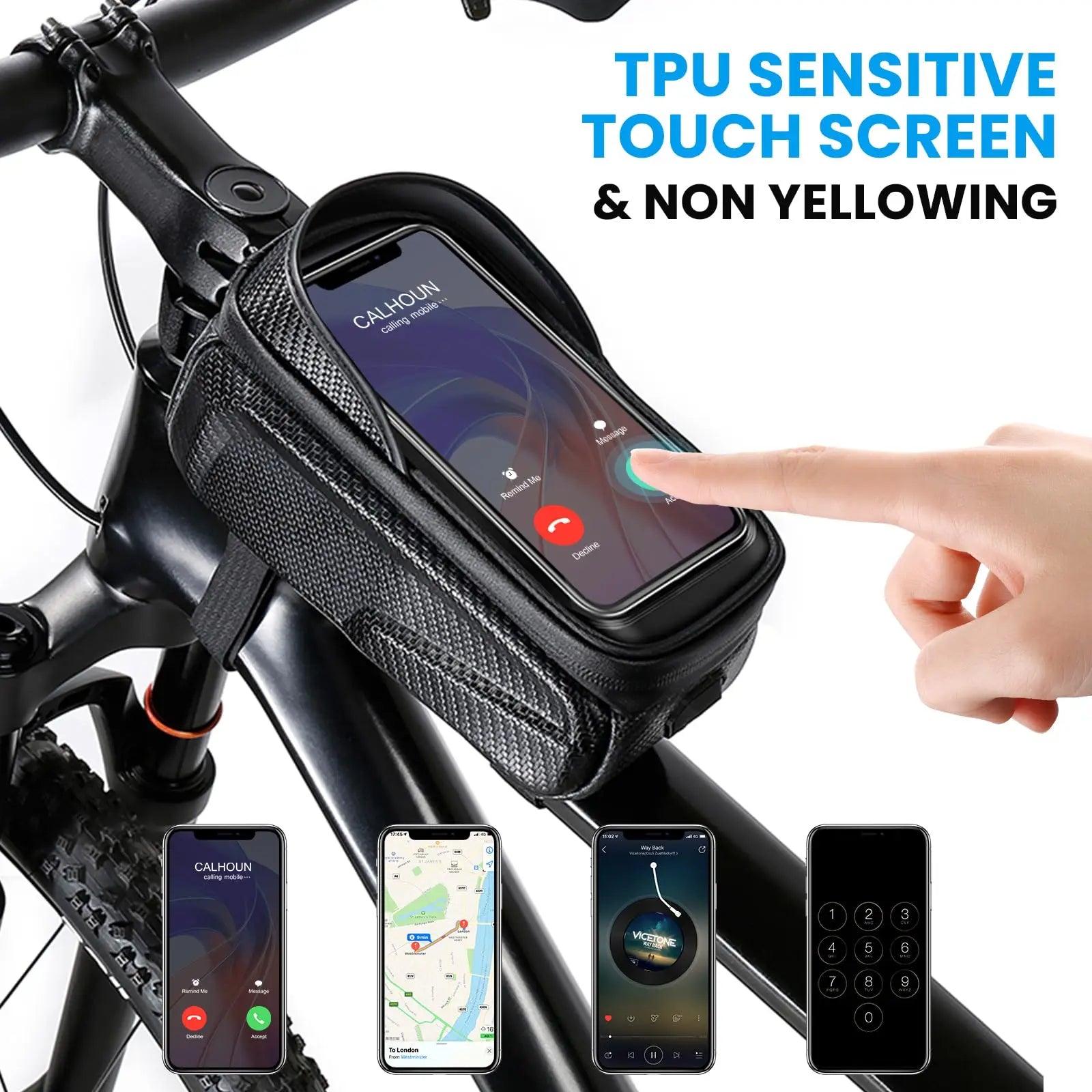 Waterproof EVA Bike Phone Pouch – Front Frame Top Tube Bag for Phones Up to 6.8"